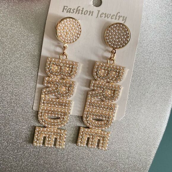 Stud earrings / ear piercings bride rhinestones - Picture 1 of 4